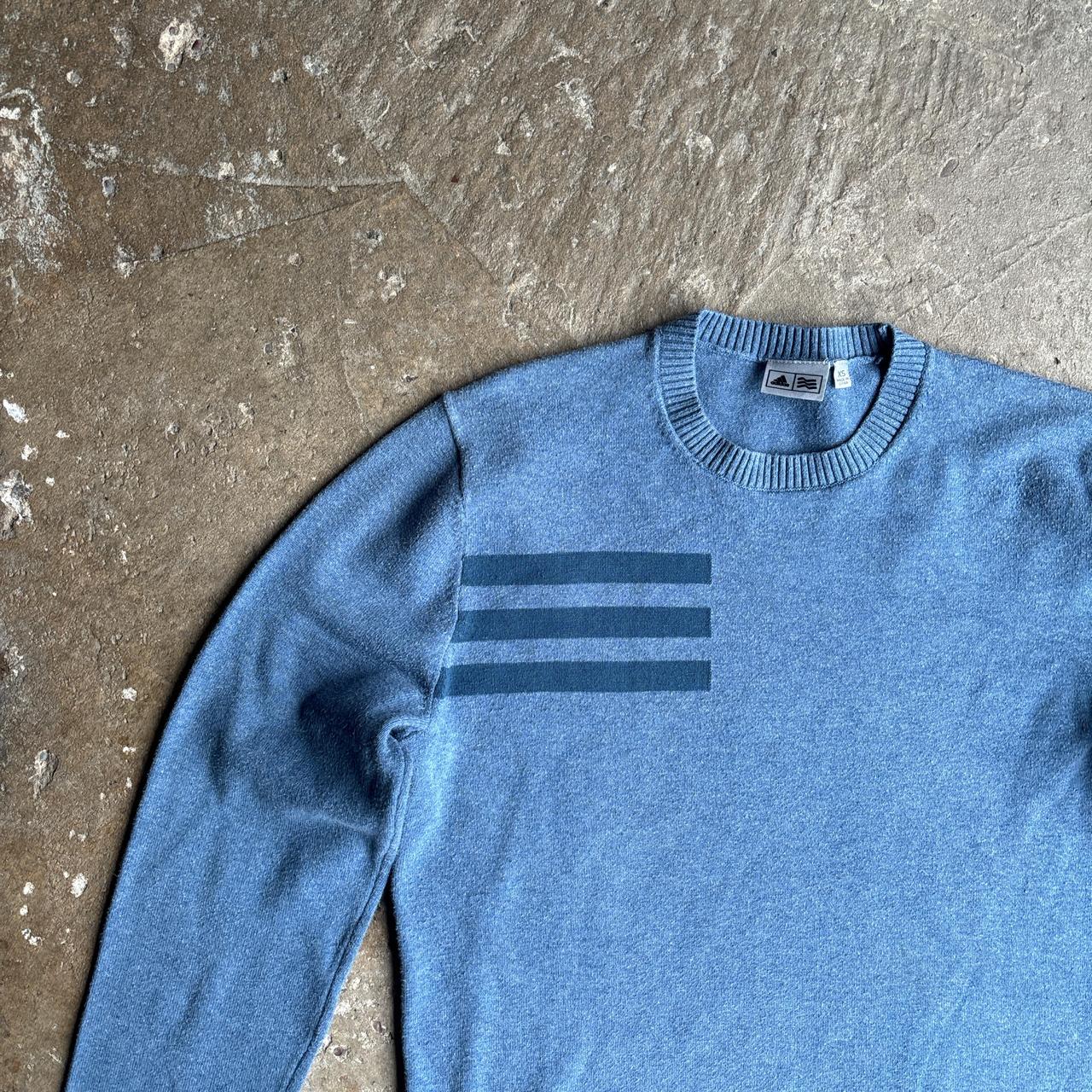 Blue Adidas Three Stripe Golf Jumper - XS