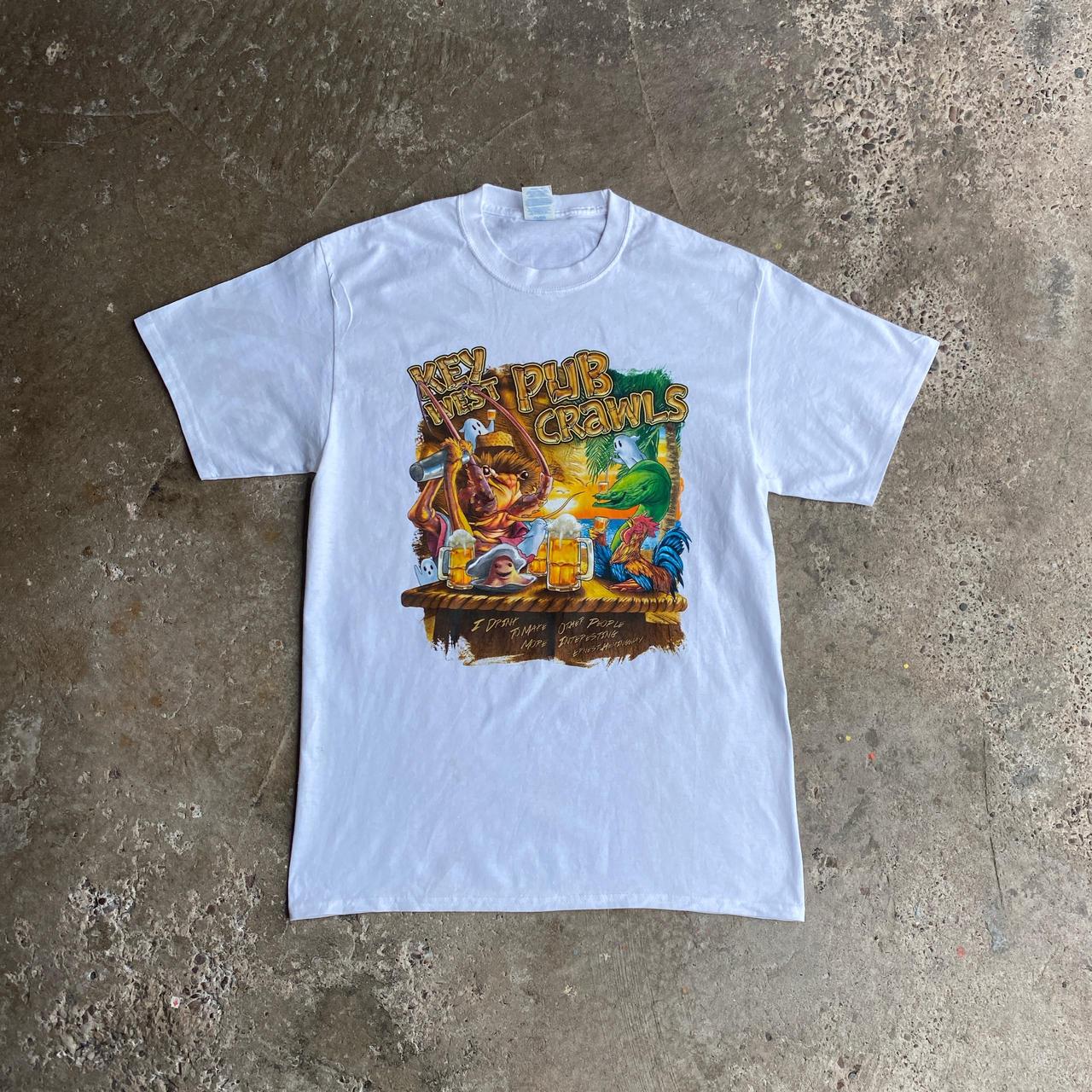 Vintage White Graphic ‘Pub Crawl’ T-Shirt - M