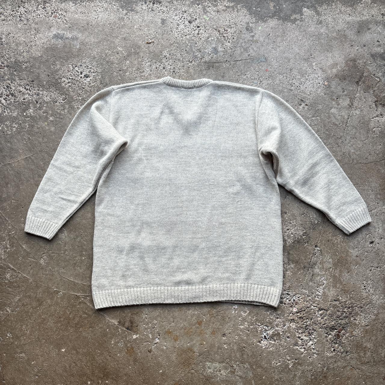 Vintage Cream wool jumper with abstract design - L