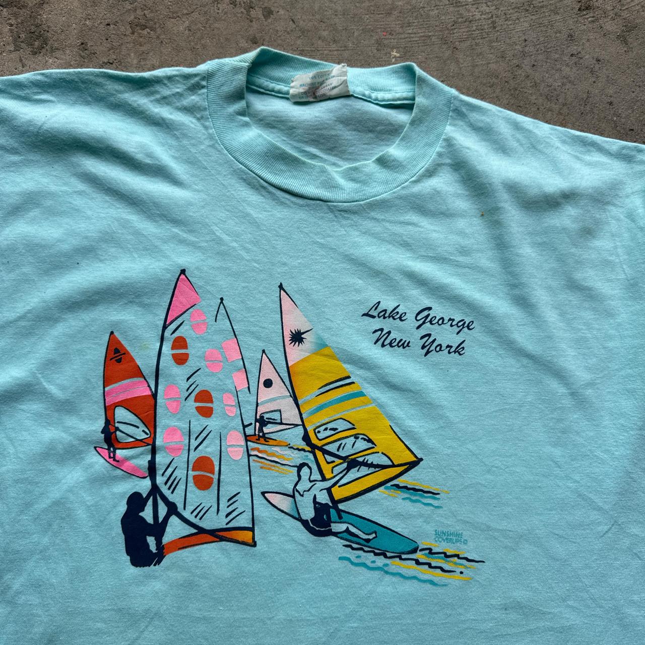 Light blue graphic tee with ‘Lake George, New York’ print