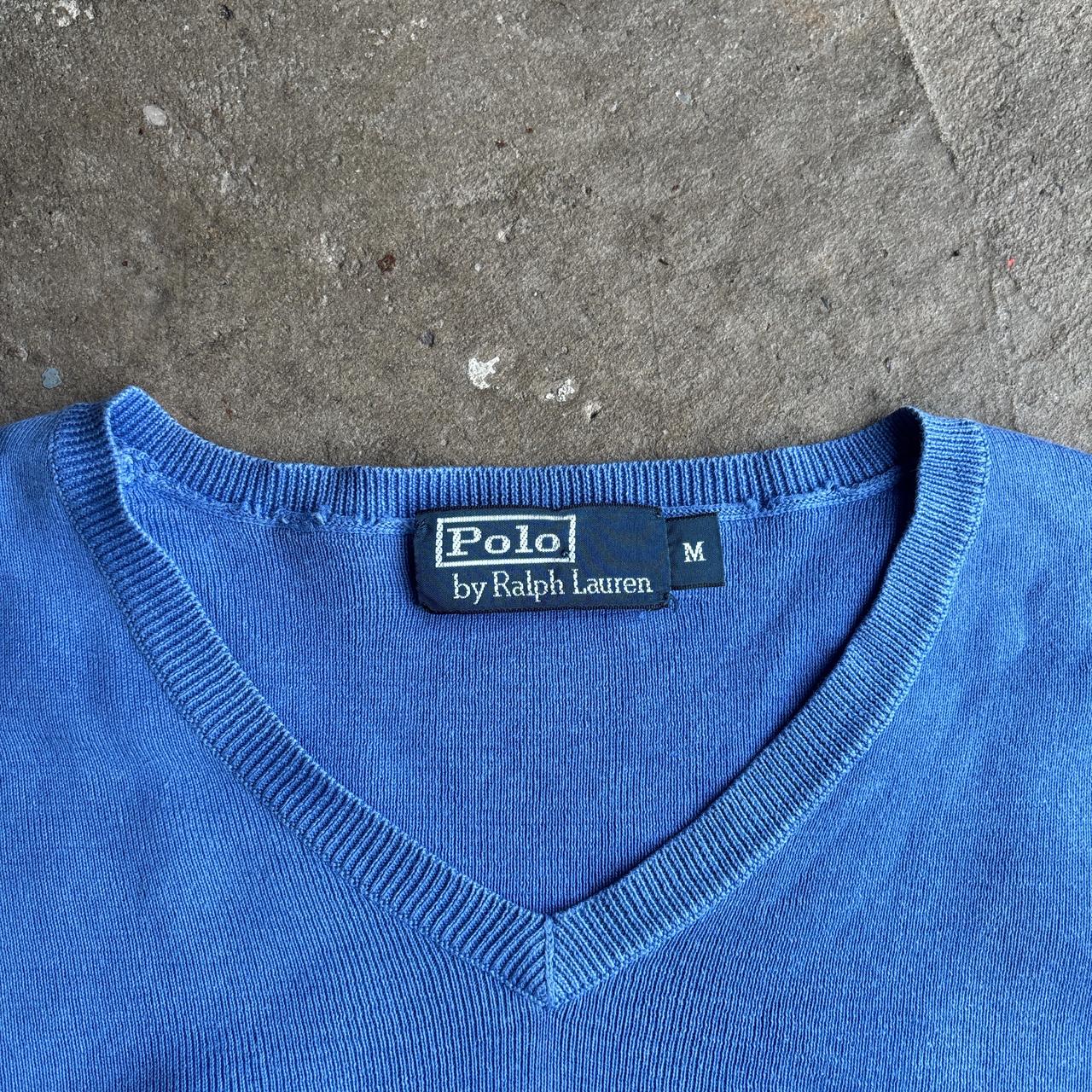 Blue Polo Ralph Lauren V-Neck Jumper - M