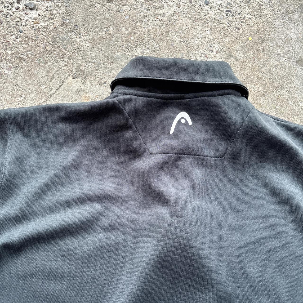 Grey and white Head quarter zip polo shirt - S