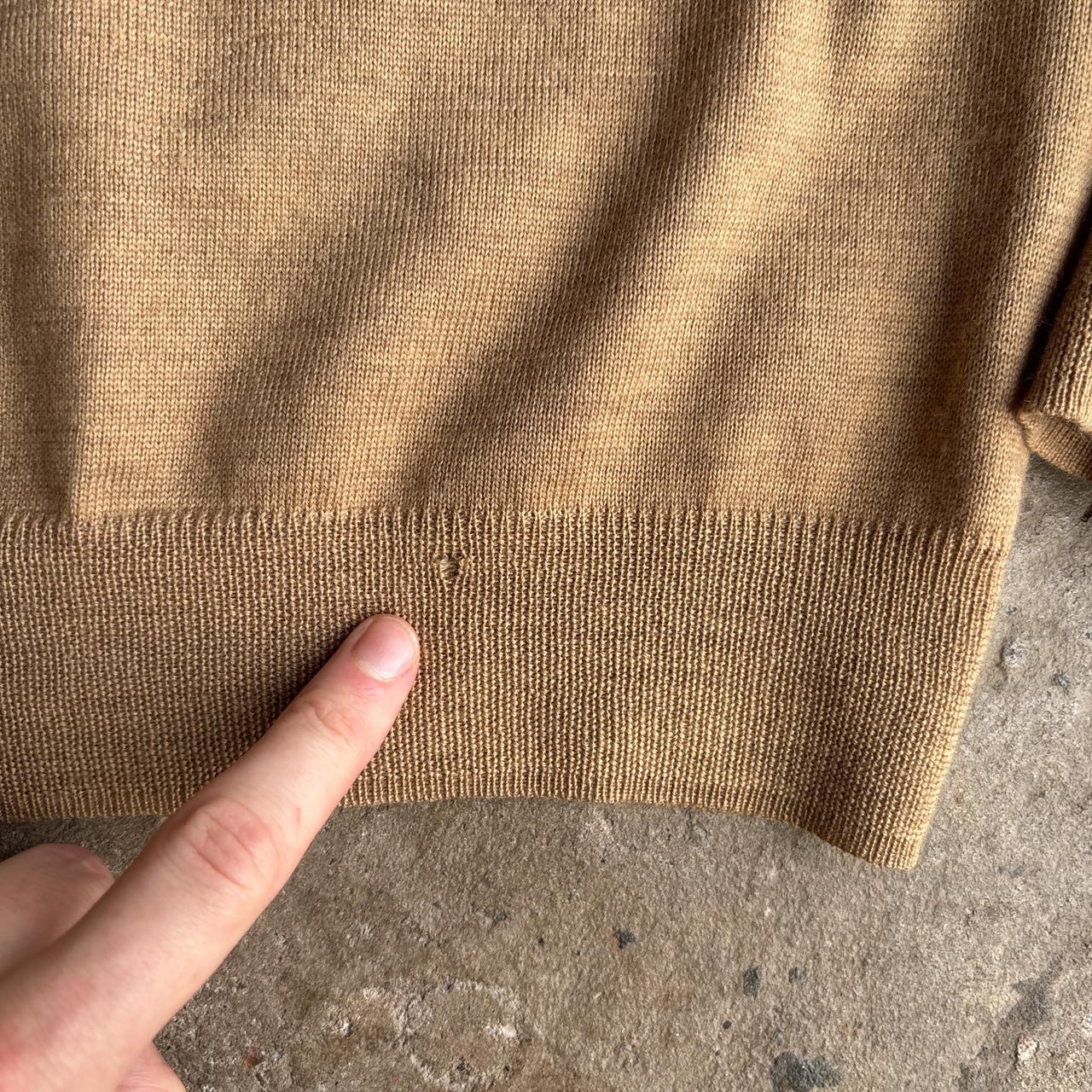 Tan Polo Golf V-Neck Jumper - M
