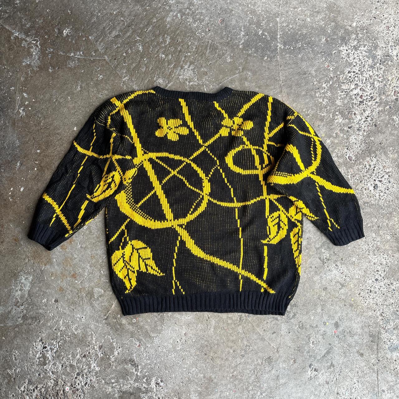 Black & Yellow Patterned Knitted Jumper - XL (women’s)