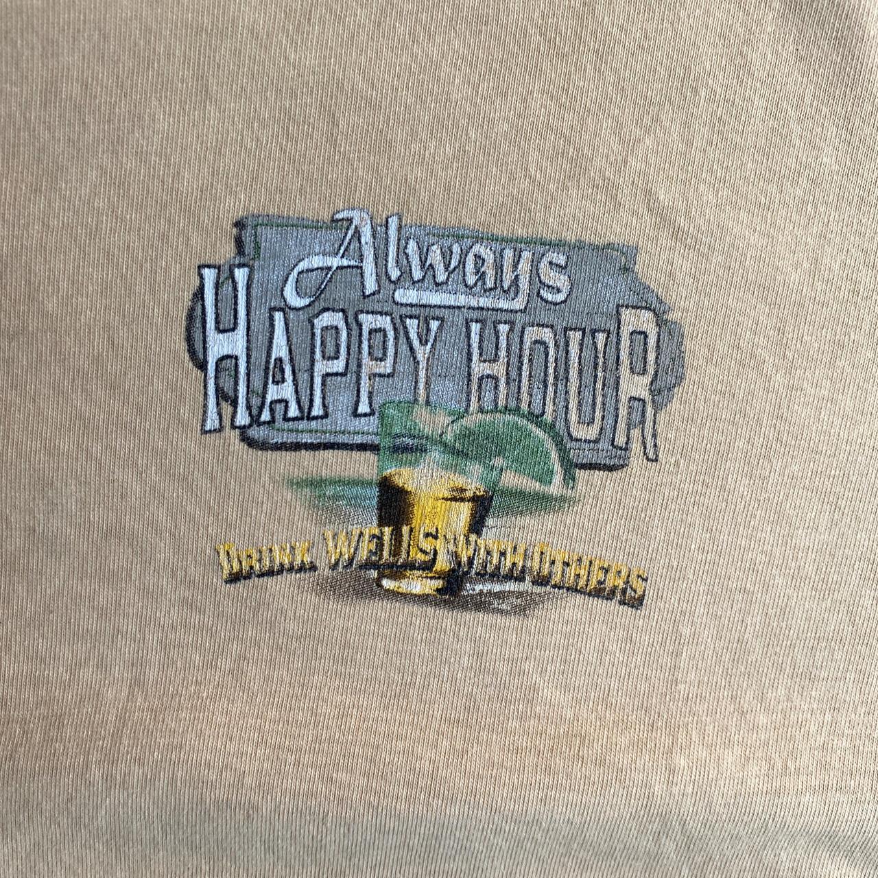 Yellow Vintage Happy Hour Bar T-Shirt - XL