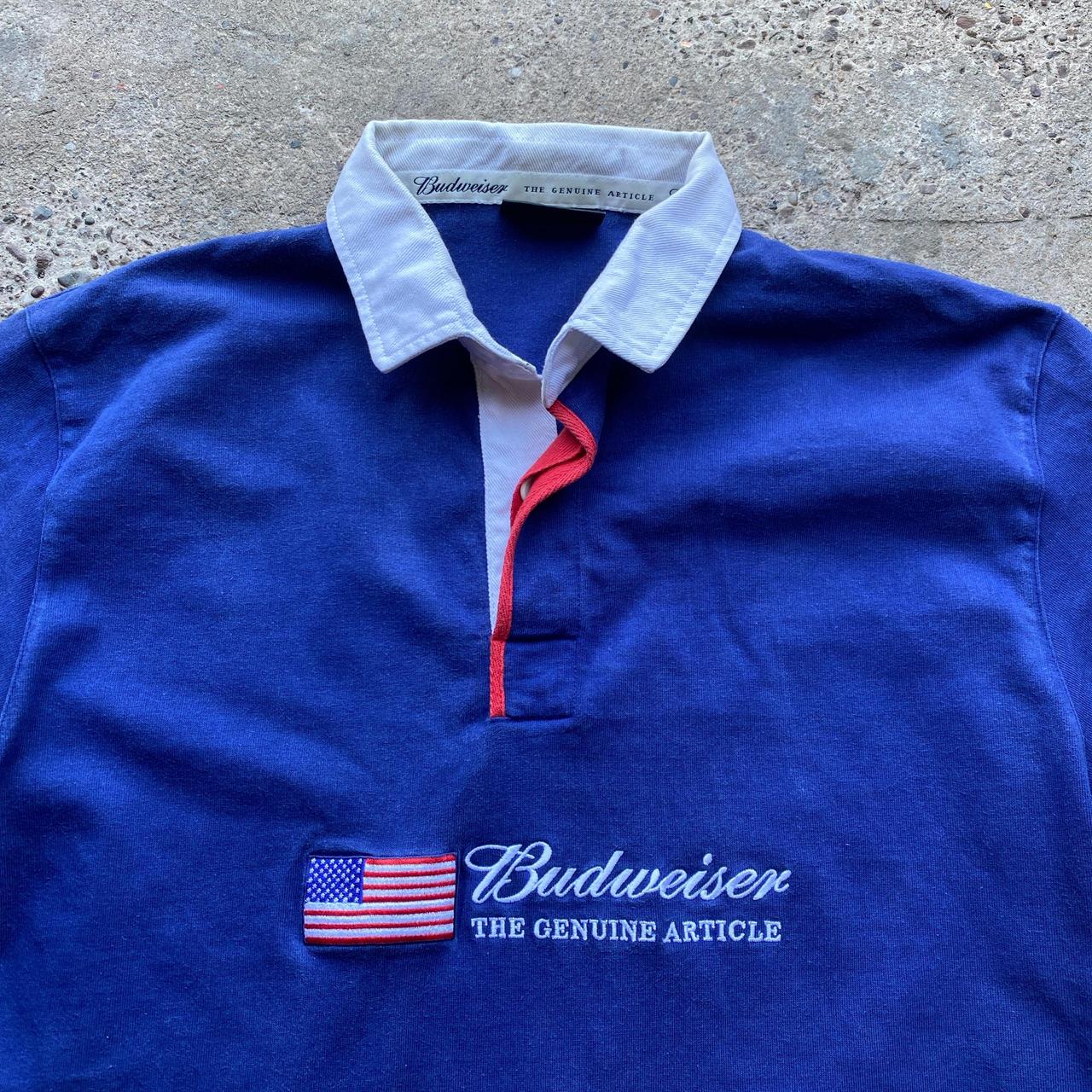 00s Blue Budweiser x Cotton Traders polo shirt - L