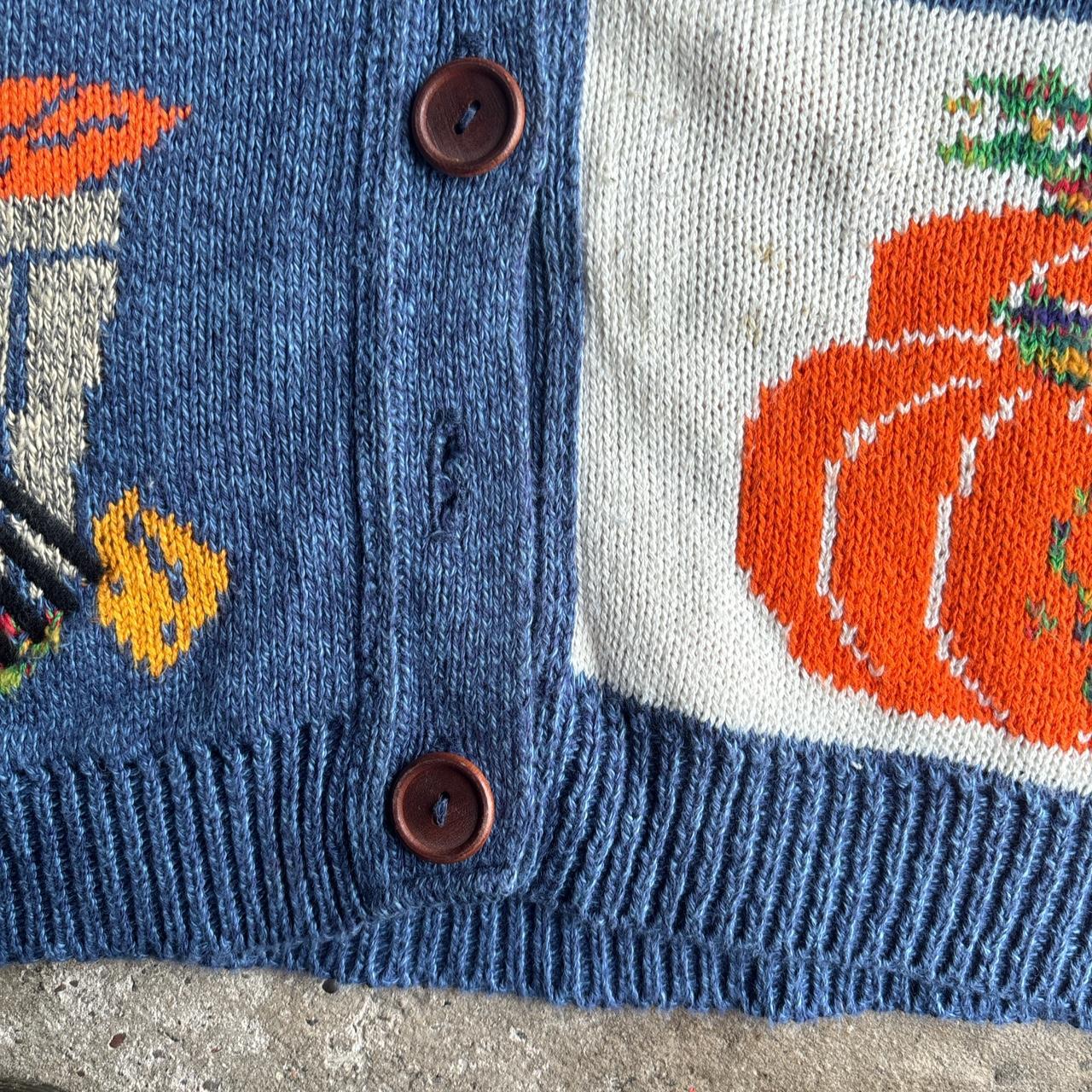 Blue & White Cotton Patterned Vest Jumper - XL