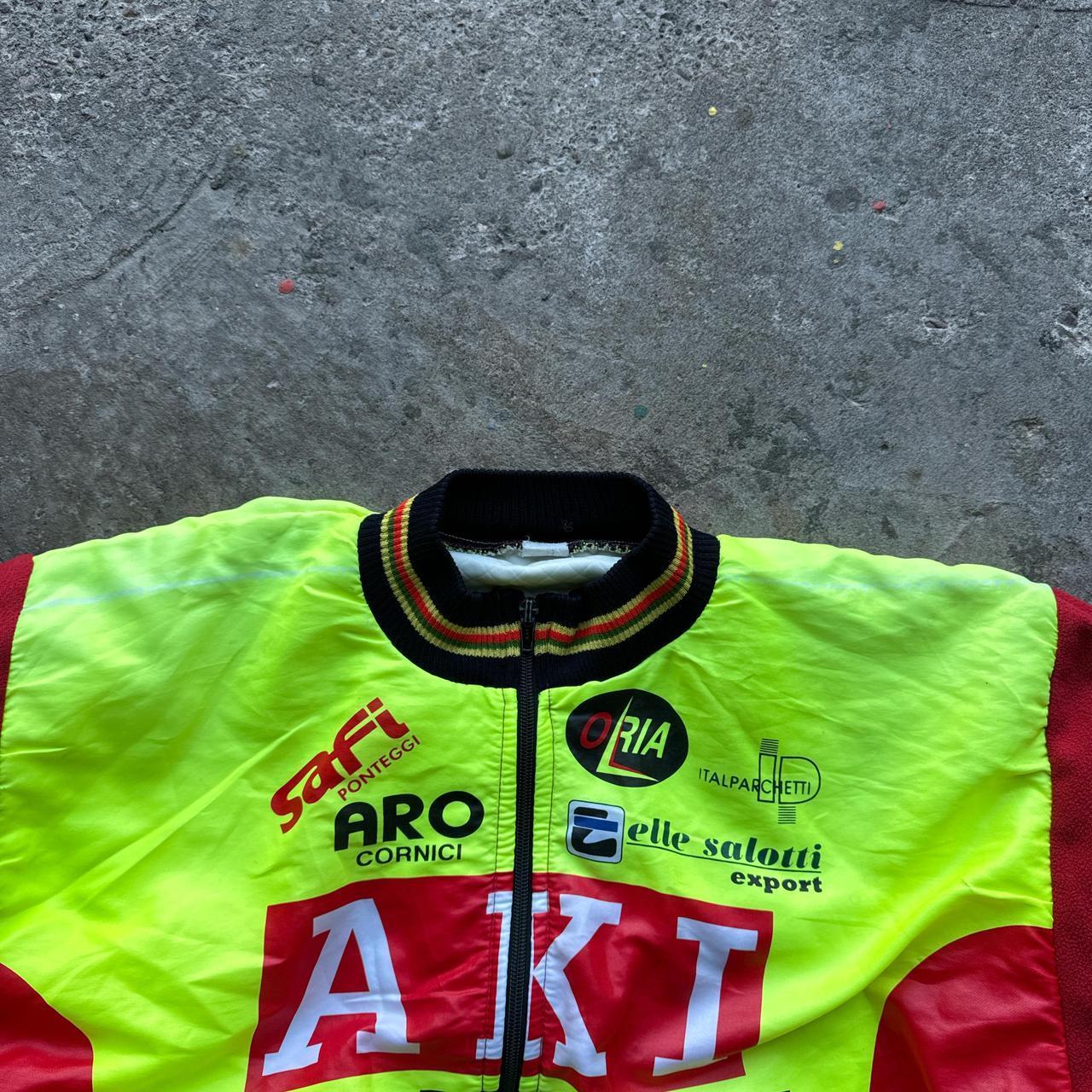 Rare and vintage Italian cycling jacket with various Italian sponsors