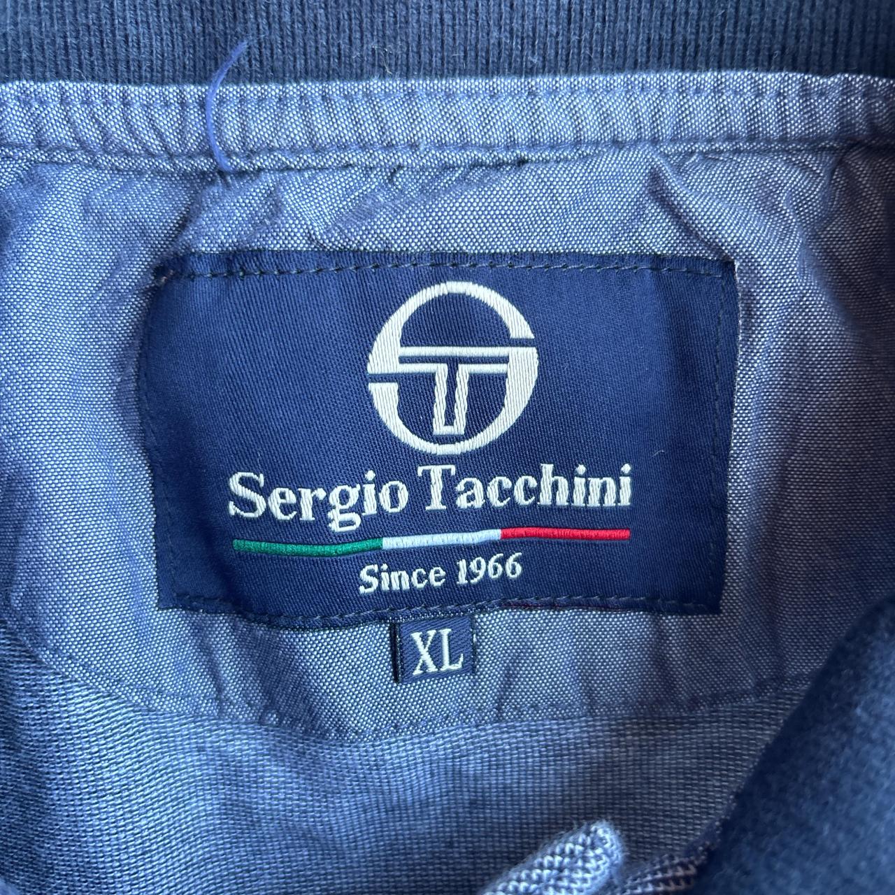 Sergio Tacchini Grey & White Striped Polo Shirt