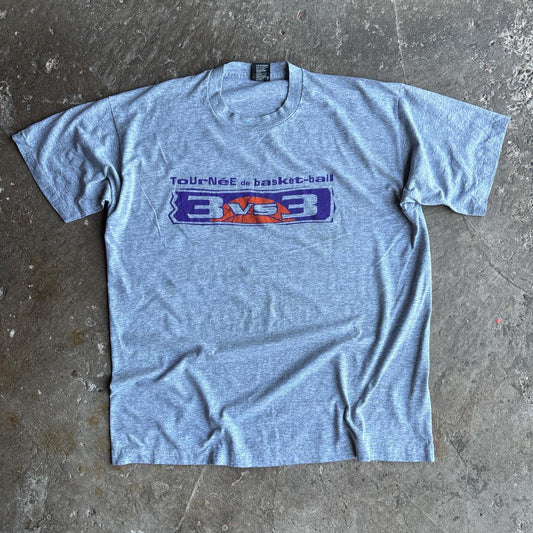 90s Grey ‘Tournée de Basket-ball’ single stitch tee