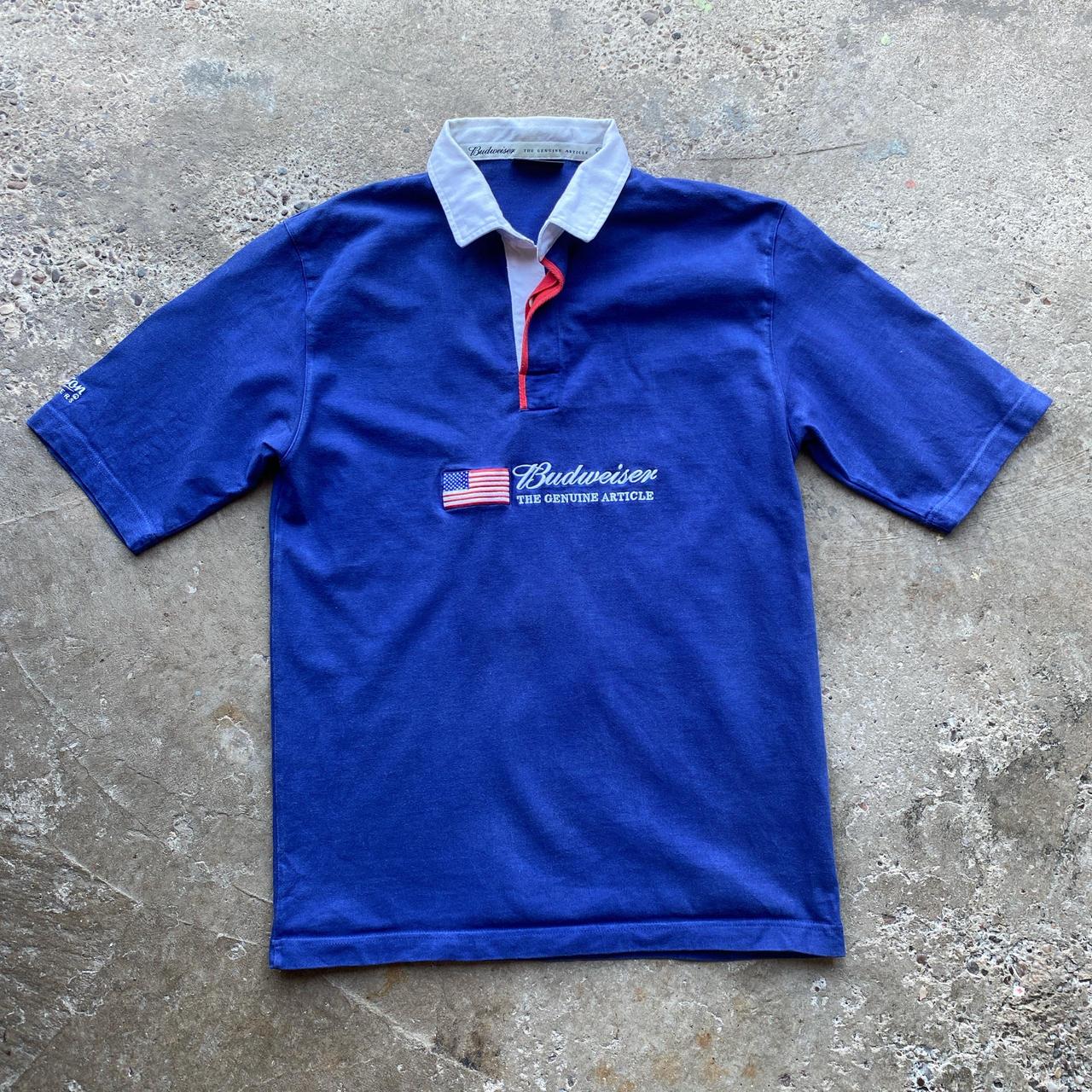 00s Blue Budweiser x Cotton Traders polo shirt - L