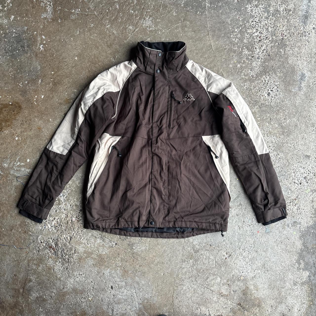 Brown & Cream Kappa Full-Zip Coat - L