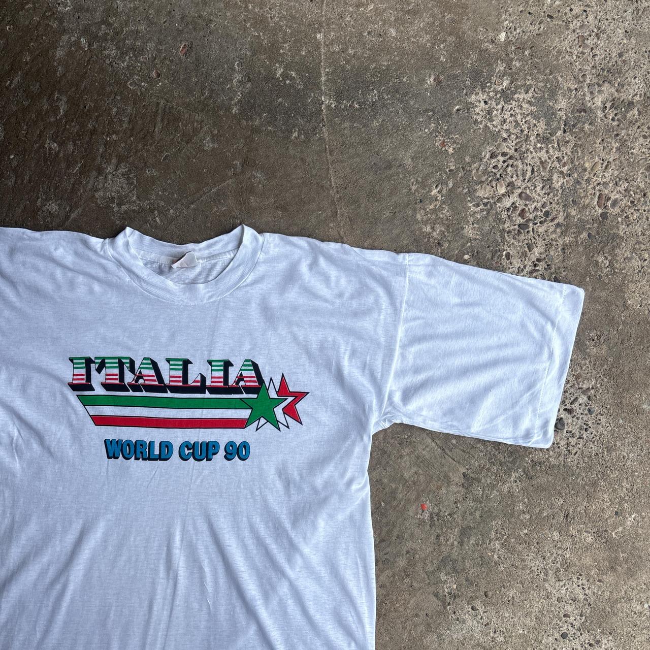 White Single Stitch Vintage Italia 90 World Cup T-Shirt - L
