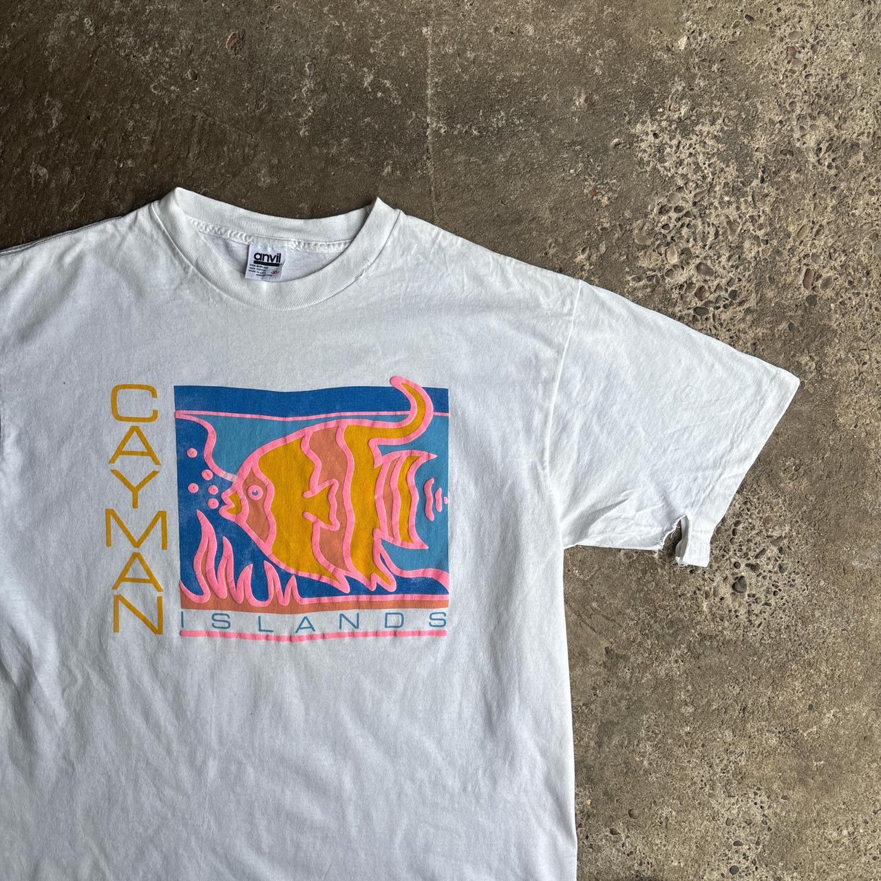 White Single Stitch Graphic Cayman Islands T-Shirt - XL