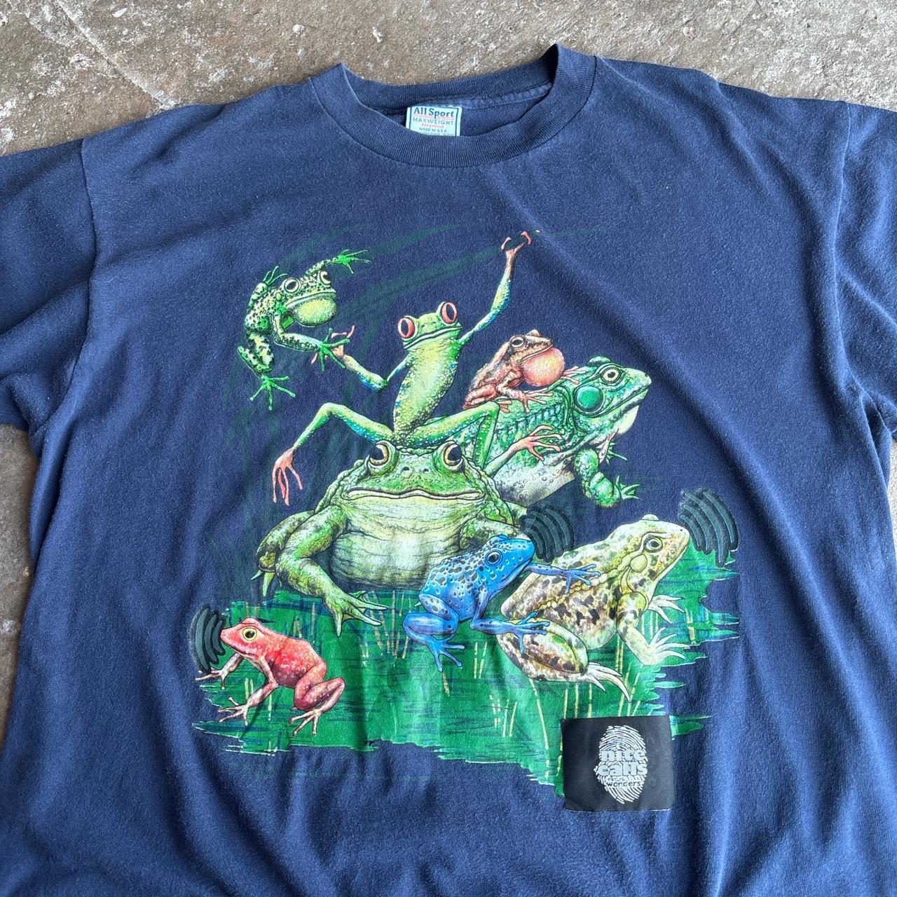 90s Navy frog graphic tee