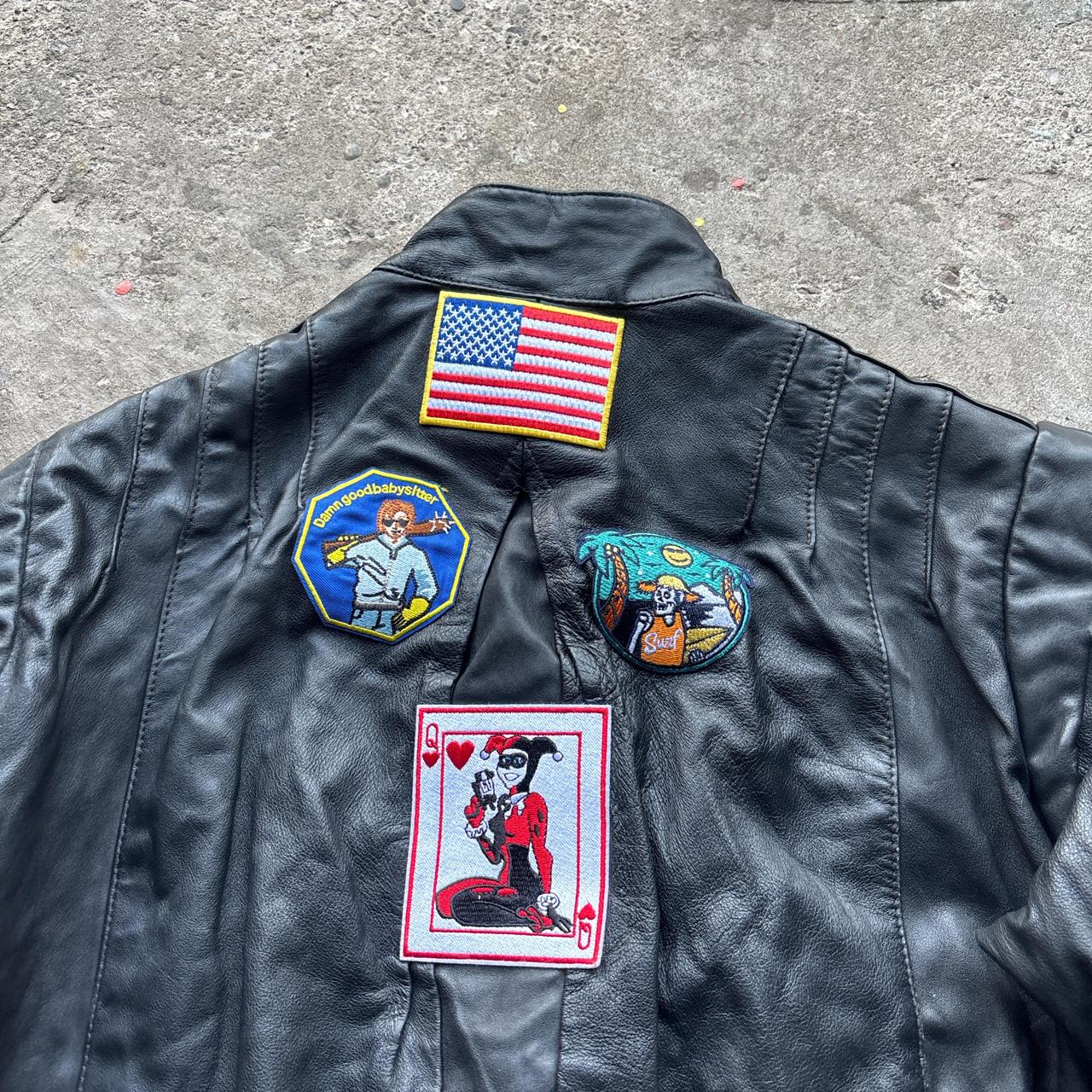 Black Leather Biker jacket with patches