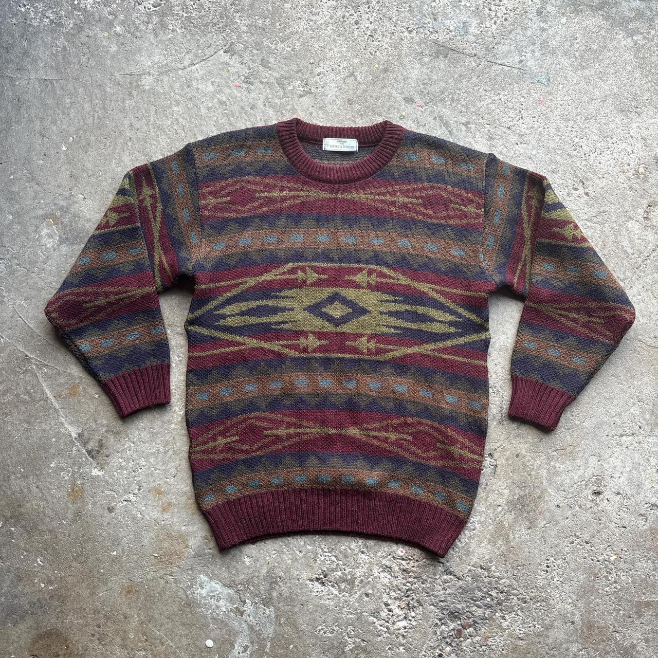 St Michael (M&S) Burgundy Patterned Knit Jumper
