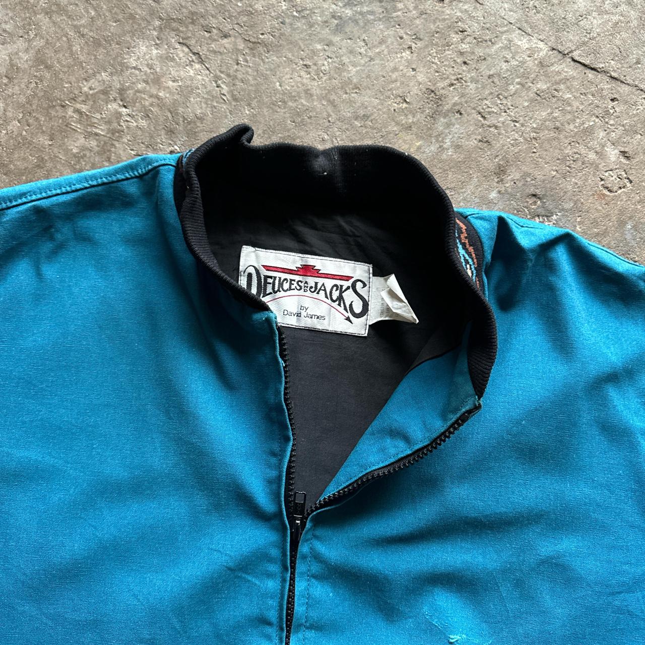 Torquoise workwear jacket with Aztec collar