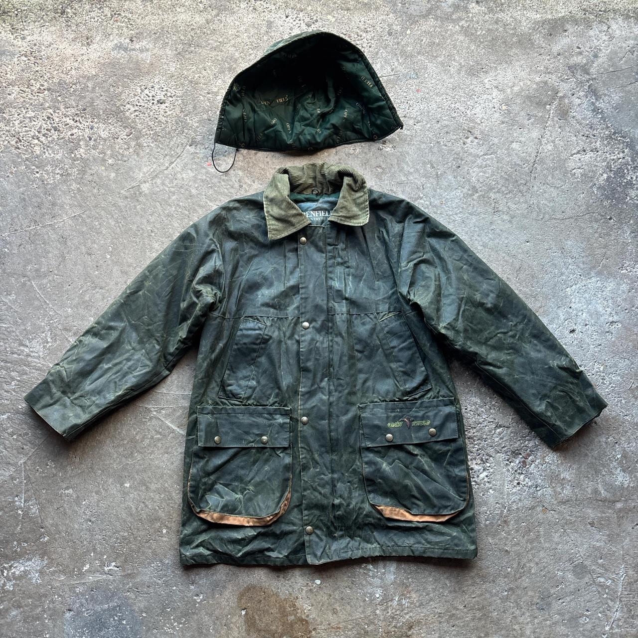 Openfield Green Waxed jacket with removable hood