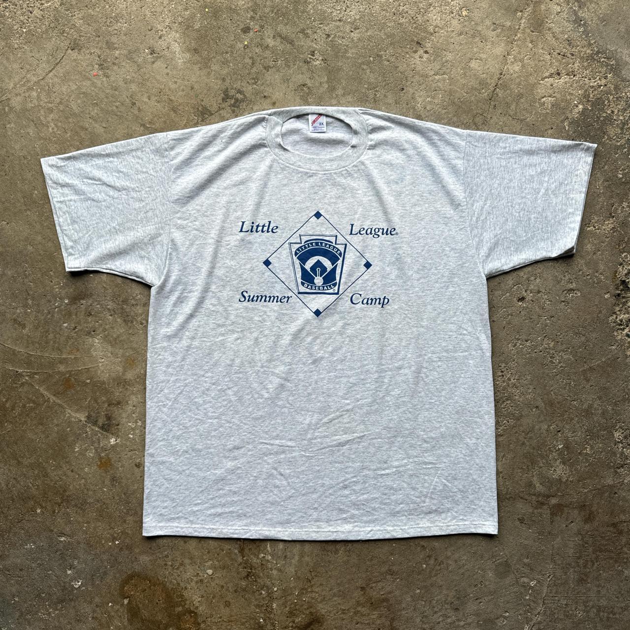 Grey graphic tee with ‘Little League Summer Camp’ print