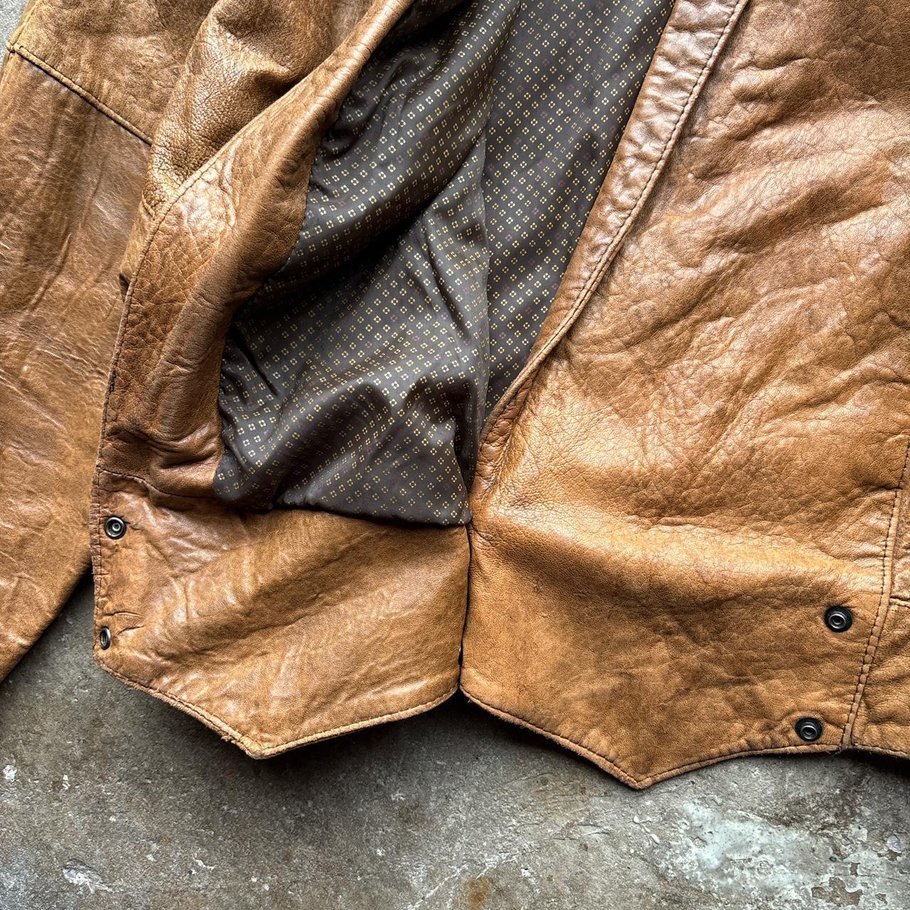 Vintage Brown leather jacket with button up front