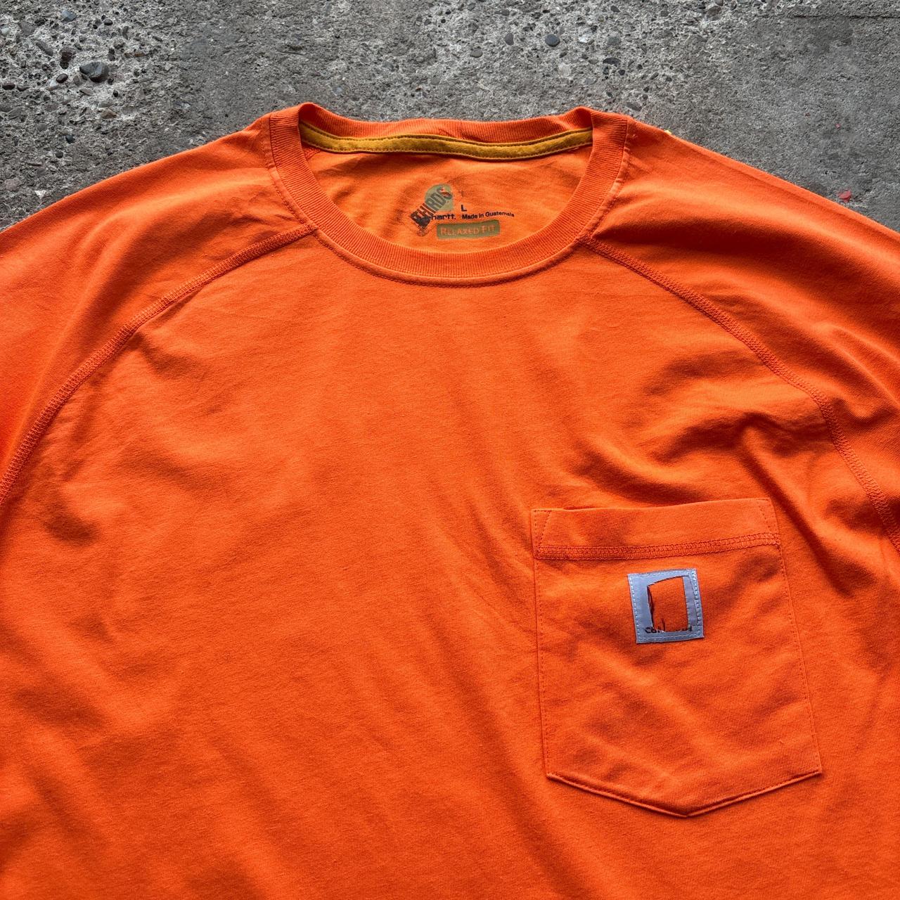 Orange Carhart sing pocket t-shirt - L