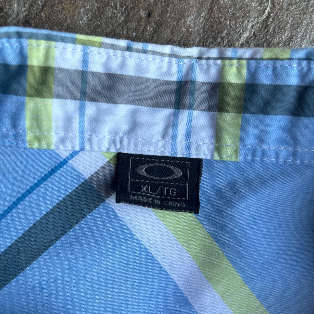 Blue & White Checkered Oakley Short-Sleeve Shirt