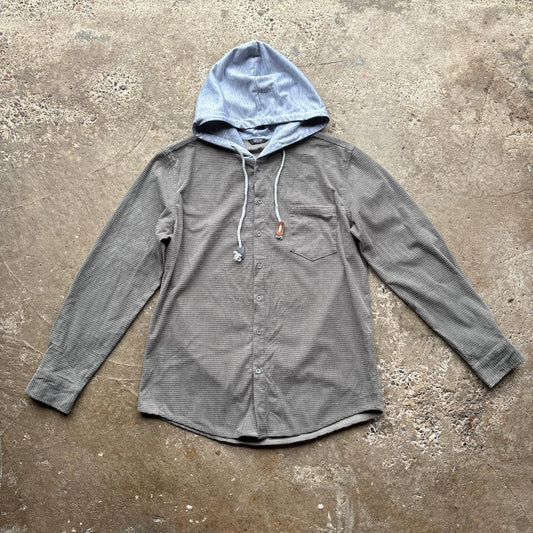 Grey Corduroy shirt with hood - M