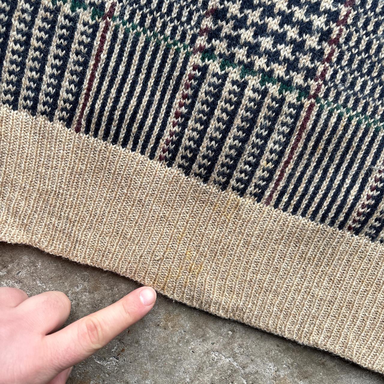 Vintage Tan Ralph Lauren knitted sweater with plaid pattern