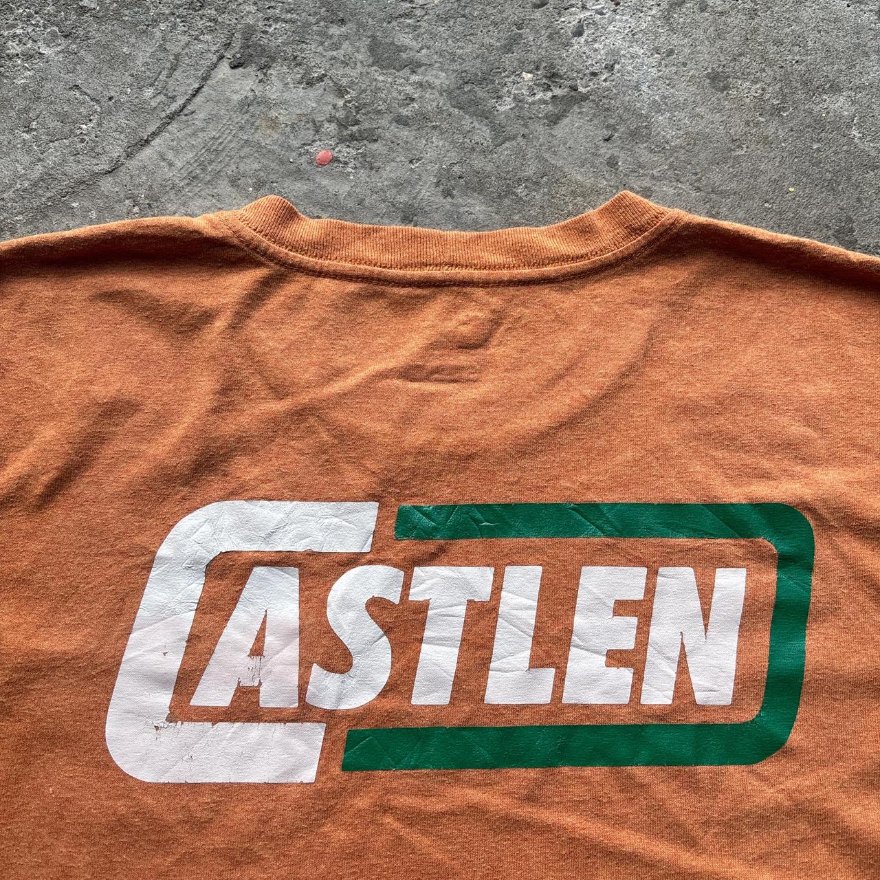 Orange Carhartt pocket tee with company logo - M