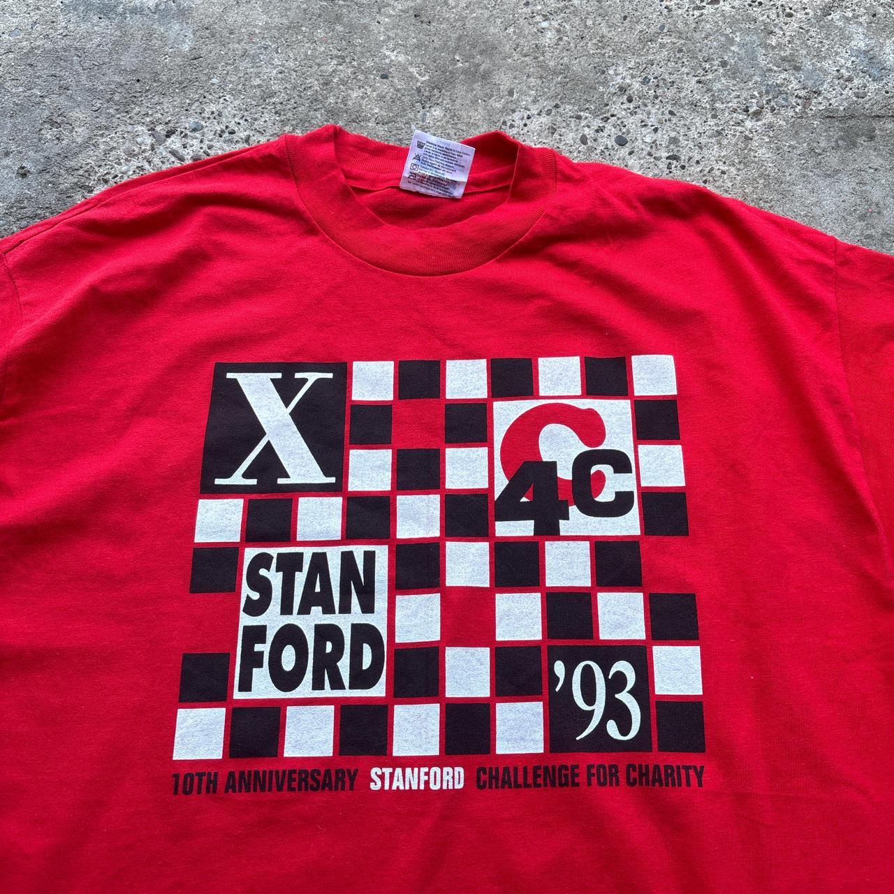 90s single-stitch red graphic tee with Stanford University print - XL