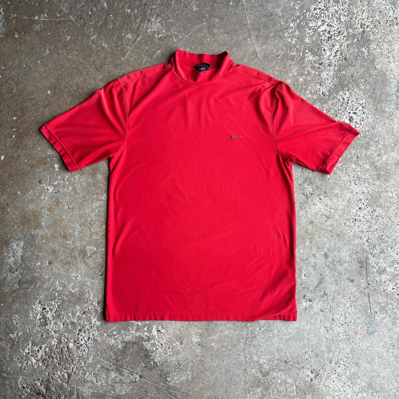 Red Nike ā00s Mock Neck Golf Polo - L