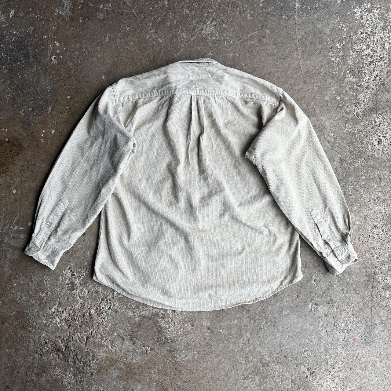 Cream Corduroy Cotton Button Up Shirt - L