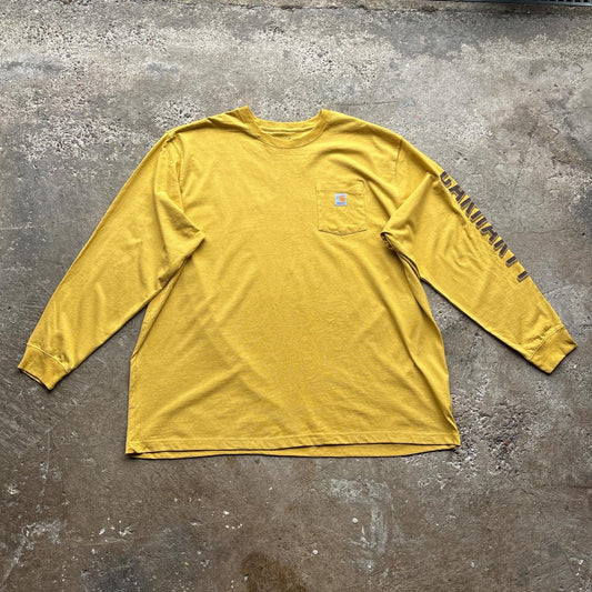 Yellow Carhartt long-sleeve pocket tee - XXXL