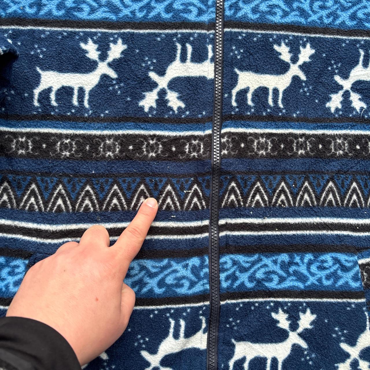 Navy crazy fleece with reindeer pattern