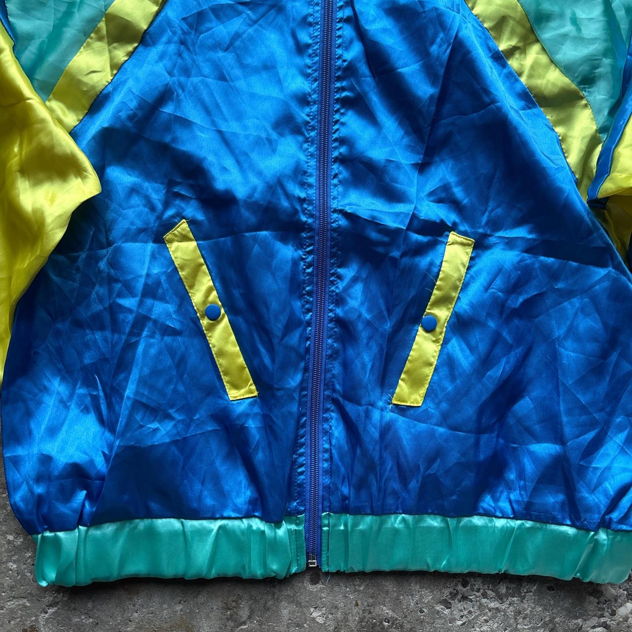 80s blue, yellow and green track jacket