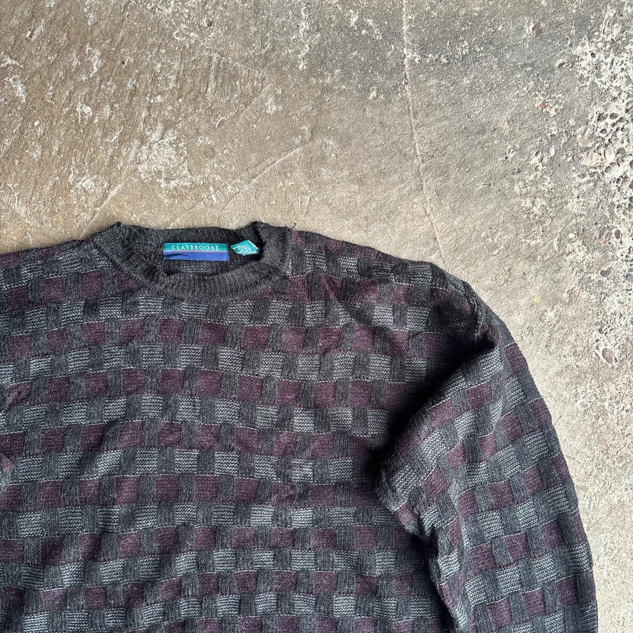 Black & Purple Square Pattern Knitted Jumper - XL