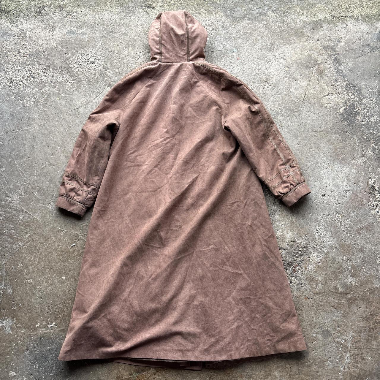 Brown 90s vintage hooded suede trench coat