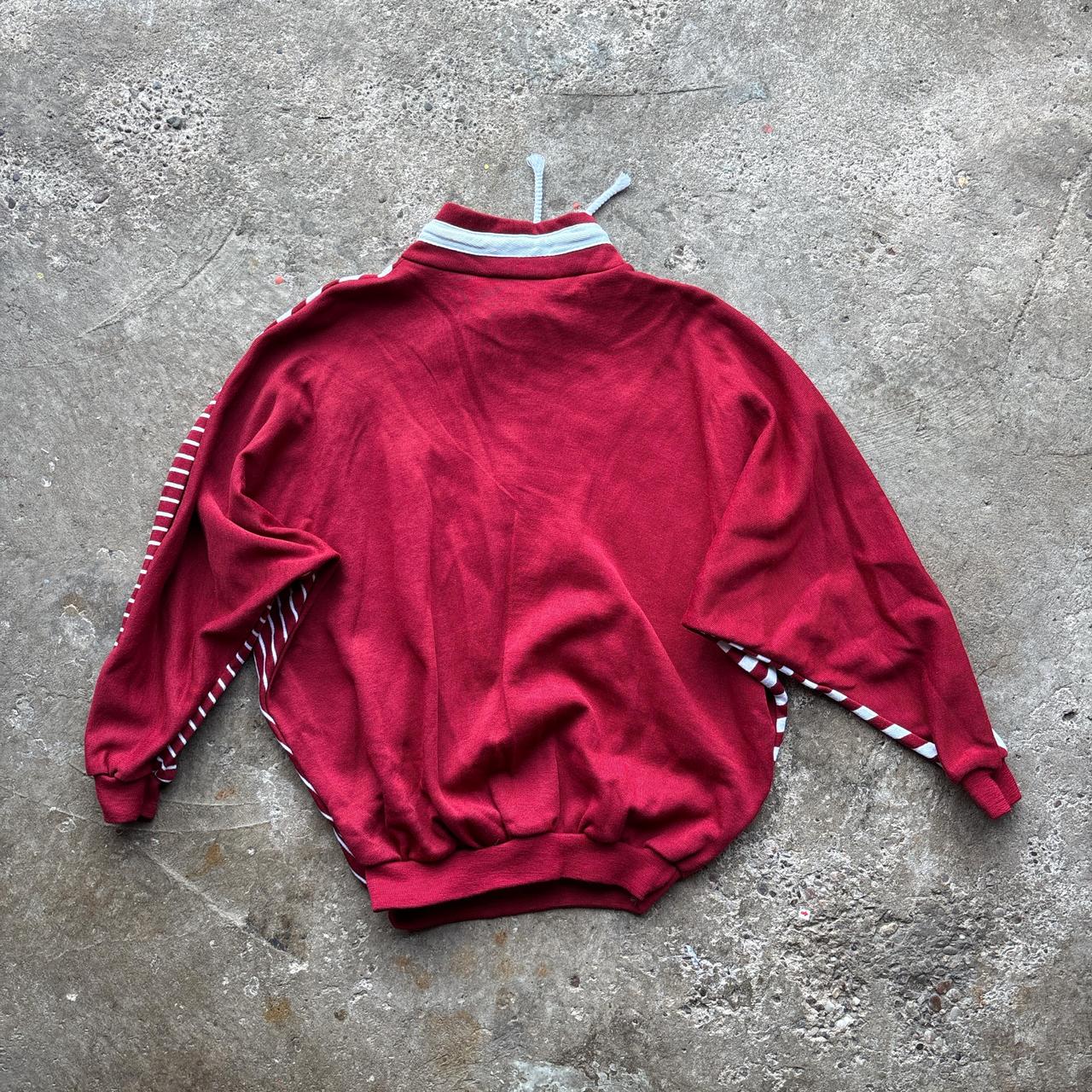 80s Burgundy and white quarter zip sweatshirt
