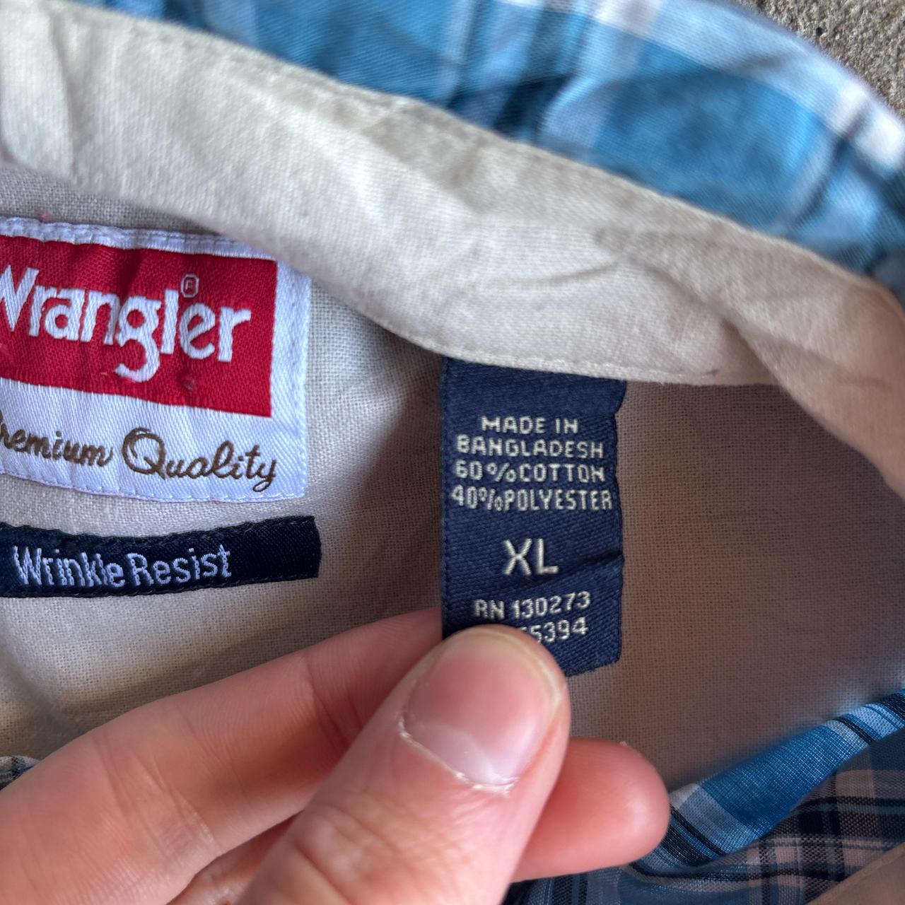 Blue & White Checkered Wrangler Short Sleeve Shirt