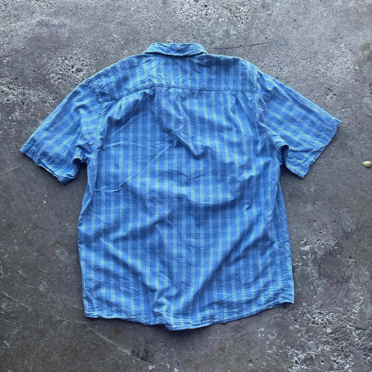 Blue and white chequered Wrangler short-sleeved shirt