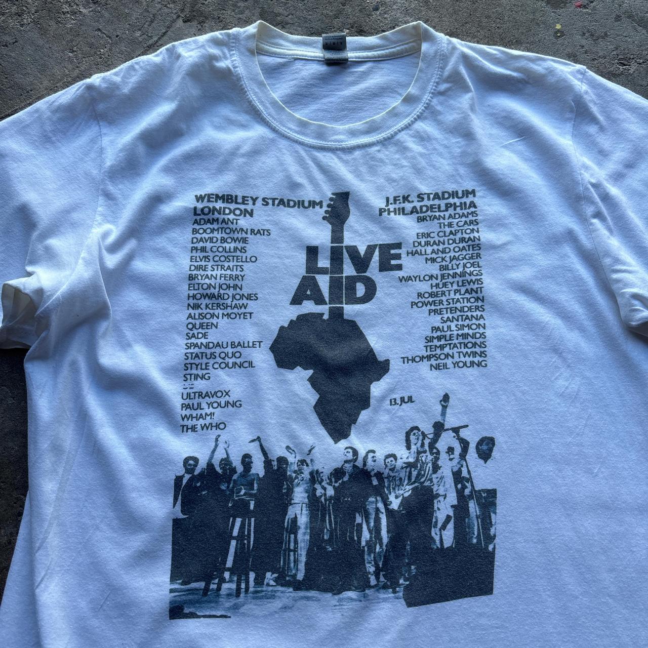 White and black Live Aid graphic tee - M