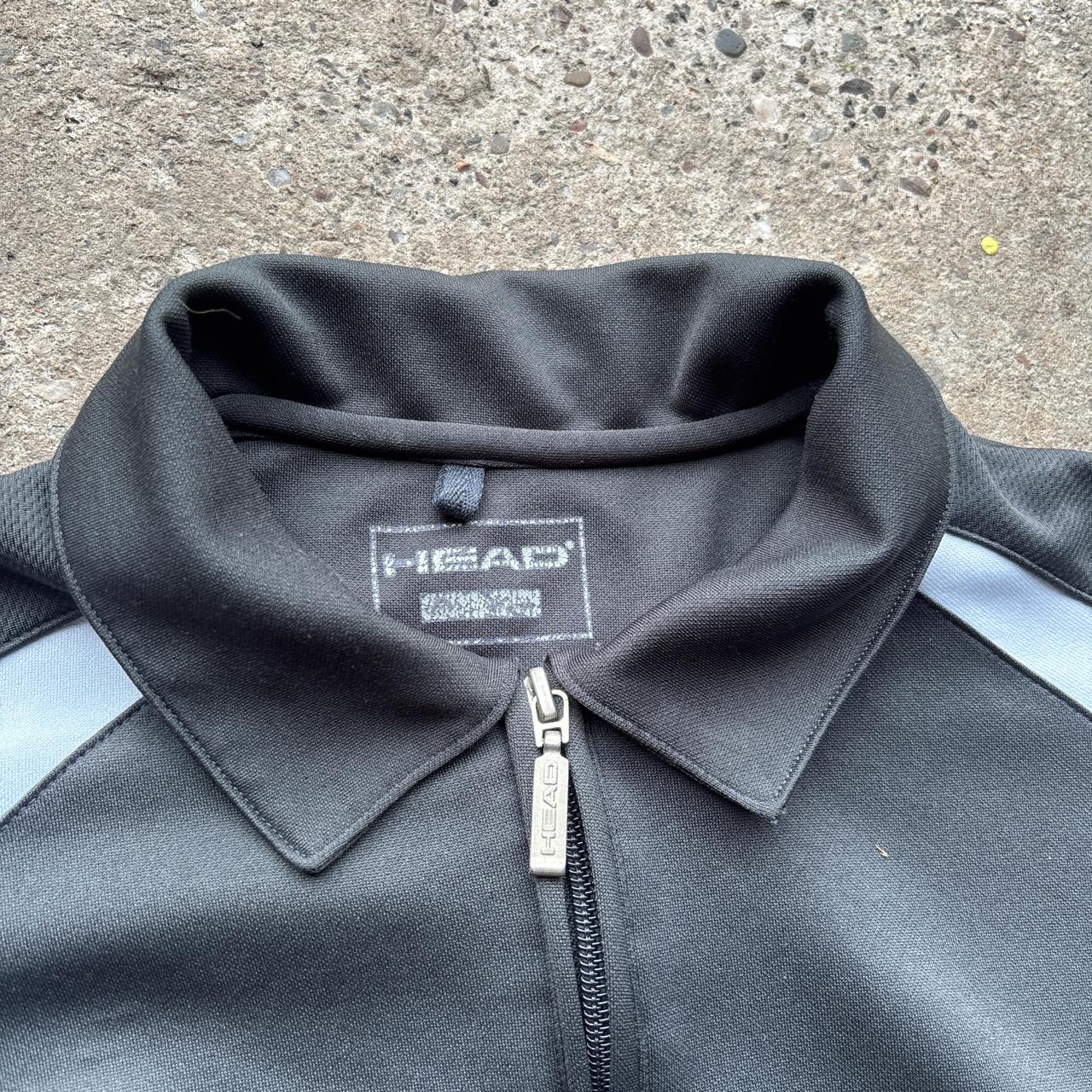 Grey and white Head quarter zip polo shirt - S