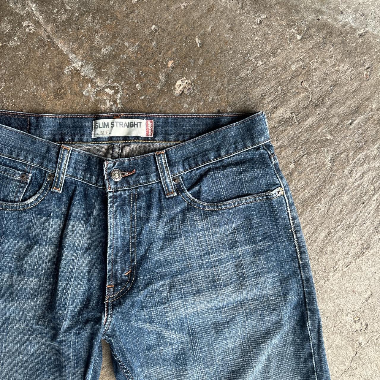 Textured Blue Denim ‘Slim Straight’ Levi’s Jeans