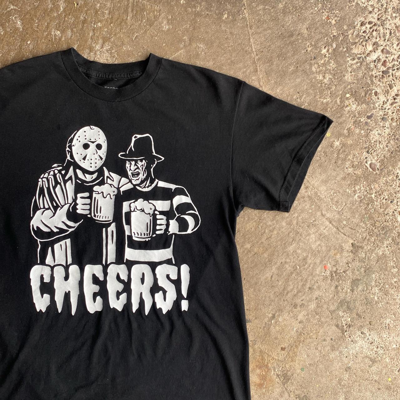 Black Graphic Freddy Krueger & Jason Voorhees T-Shirt M