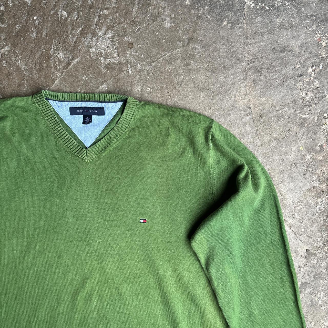 Green V-Neck Tommy Hilfiger Jumper - M