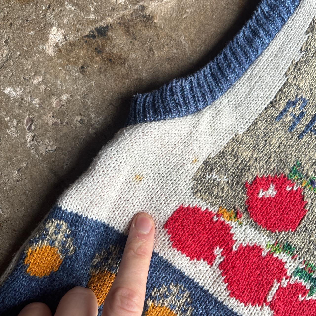 Blue & White Cotton Patterned Vest Jumper - XL
