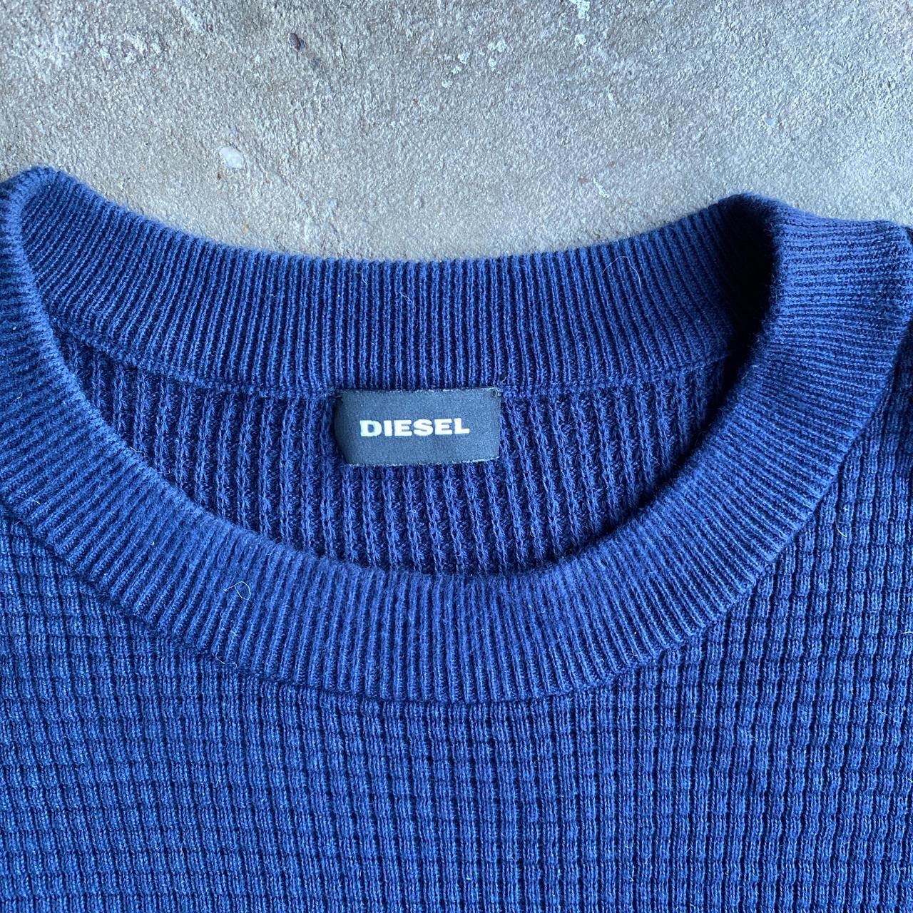 Navy Diesel Cotton Textured Jumper - L