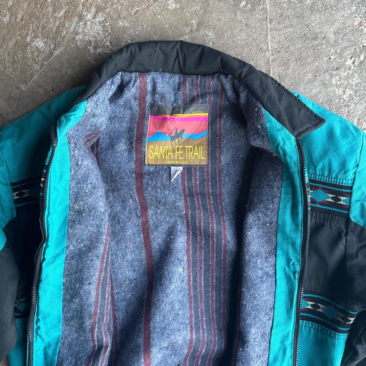 Turquoise & Black Full-Zip Bomber Jacket - L