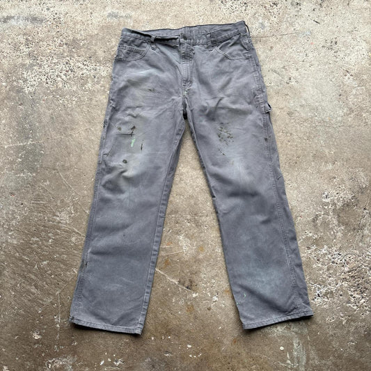 Grey Distressed Dickies Carpenter Trousers - W32